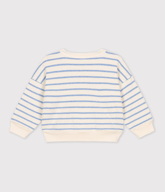 Baby-Sweatshirt aus Baumwolle mit Marinestreifen weiss AVALANCHE/ SKY CHINE