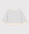 Baby-Sweatshirt aus Baumwolle mit Marinestreifen weiss AVALANCHE/ SKY CHINE