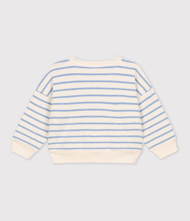 Baby-Sweatshirt aus Baumwolle mit Marinestreifen naturfarben/blau