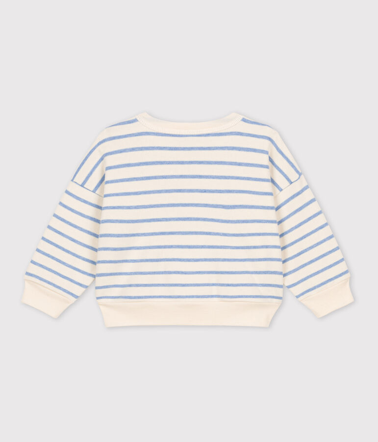 Baby-Sweatshirt aus Baumwolle mit Marinestreifen naturfarben/blau