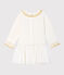 Langärmeliges Babykleid aus Materialmix für Mädchen weiss MARSHMALLOW/gelb OR
