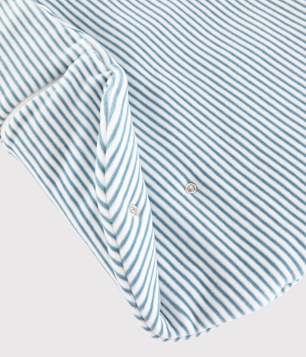 Gestreifter Baby-Schlafsack aus Rippstrick weiss/blau