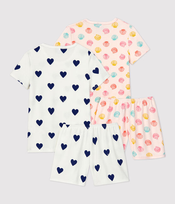 2er-Set Kinder-Kurzpyjamas aus Baumwolle mit Herzen/Muscheln für Mädchen variante 1