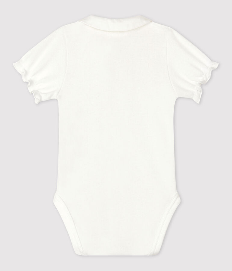 Kurz&auml;rmeliger Baby-Body aus Bio-Baumwolle mit Kragen weiss