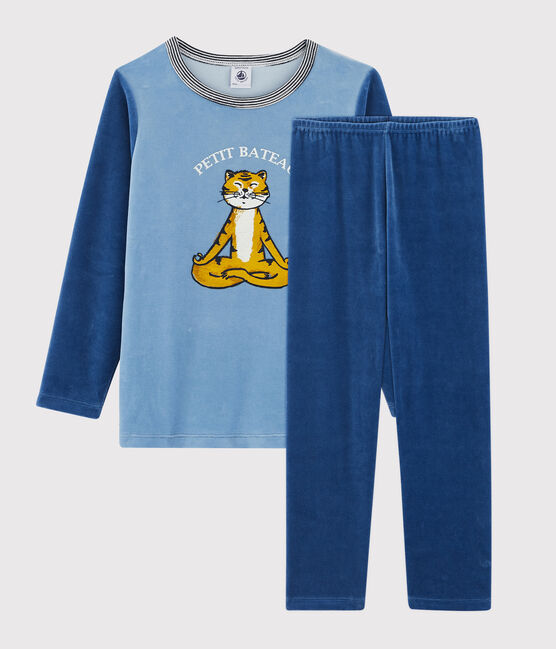 Kinderpyjama aus Nicki für Jungen blau ALASKA/blau MAJOR