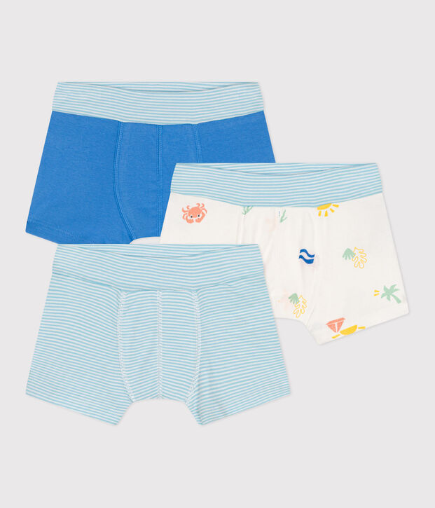 3er-Set Kinder-Boxershorts aus Baumwolle mit &uuml;berzogenem bedruckten Bund vielfarbig