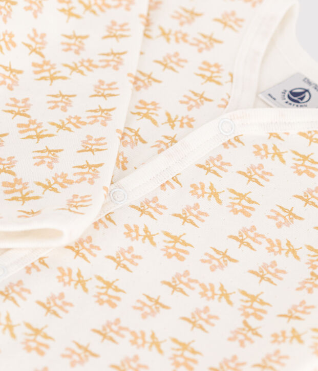 Strampler aus Doppeljersey mit Blumenmuster weiss/vielfarbig