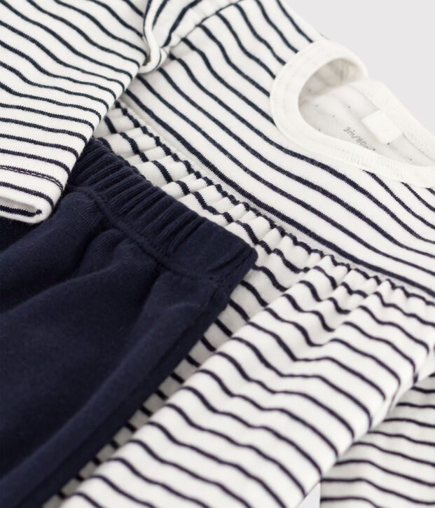Baby-Leggings-Kleid mit Streifen f&uuml;r M&auml;dchen weiss/blau