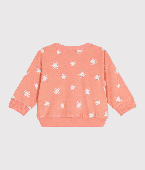 Baby-Sweatshirt aus Baumwoll-Frottee mit Sonnenmuster orange ABRICOT/ MARSHMALLOW