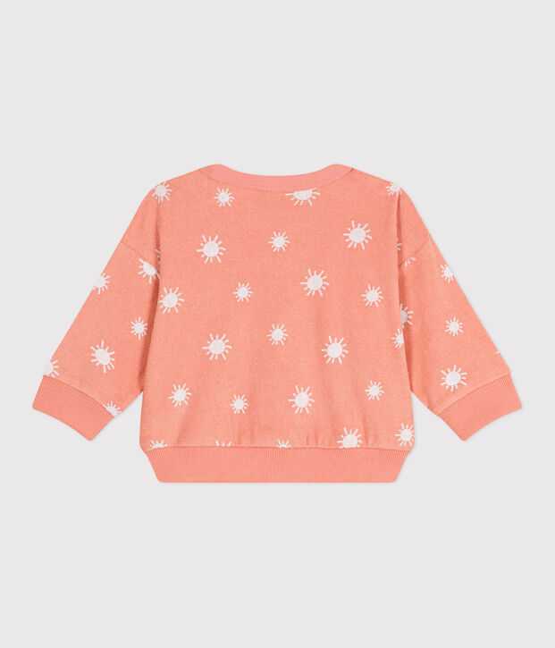 Baby-Sweatshirt aus Baumwoll-Frottee mit Sonnenmuster orange/weiss