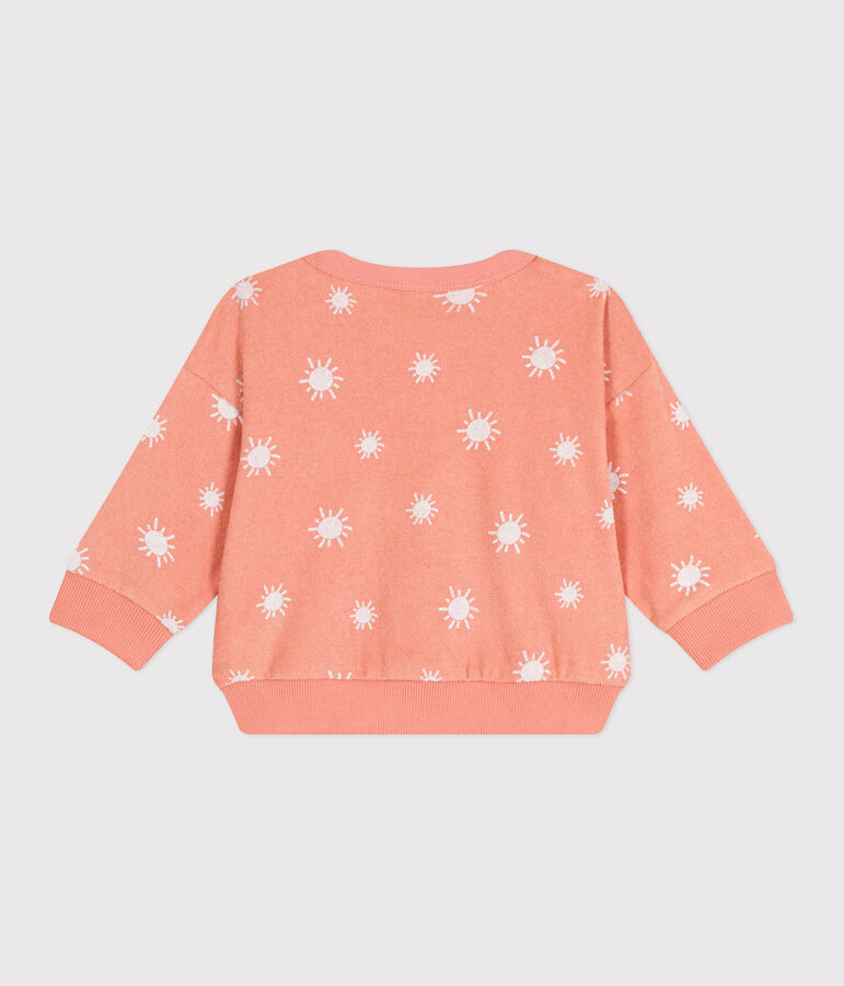 Baby-Sweatshirt aus Baumwoll-Frottee mit Sonnenmuster orange/weiss