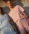 Damen-Pyjama bestehend aus kurzer Hose und T-Shirt aus gestreifter Baumwolle FAMEUX/ MARSHMALLOW