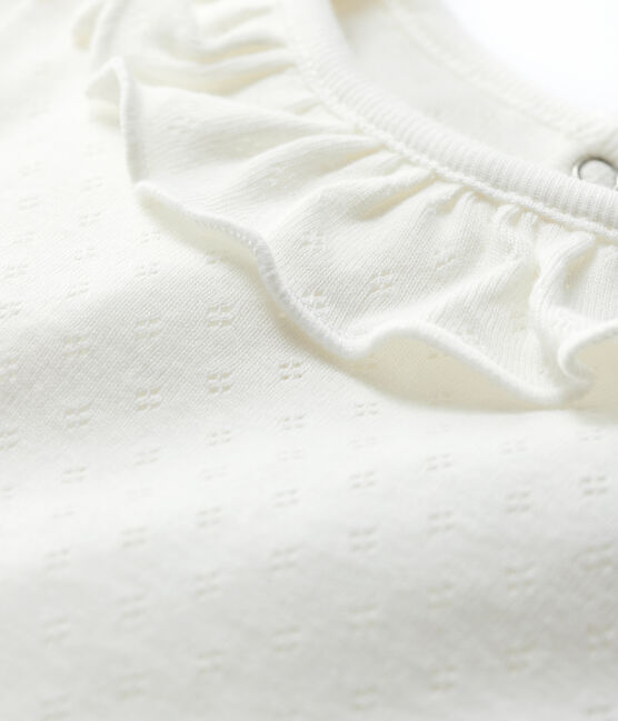 Kurzärmelige Baby-Bluse aus Baumwolle für Mädchen weiss MARSHMALLOW