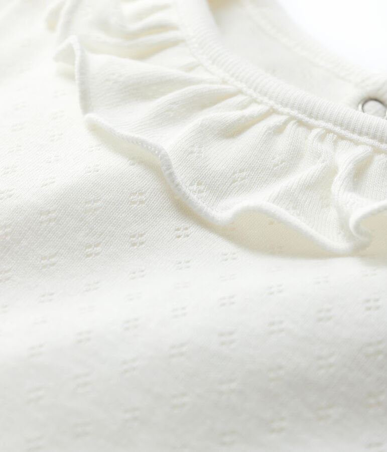 Kurz&auml;rmelige Baby-Bluse aus Baumwolle f&uuml;r M&auml;dchen weiss MARSHMALLOW