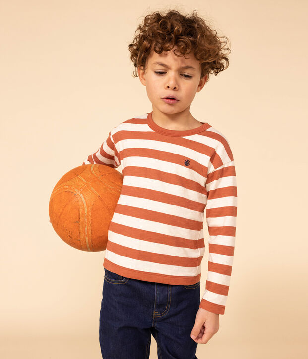 Lang&auml;rmeliges T-Shirt aus Baumwolle f&uuml;r Kinder/Jungen braun/naturfarben