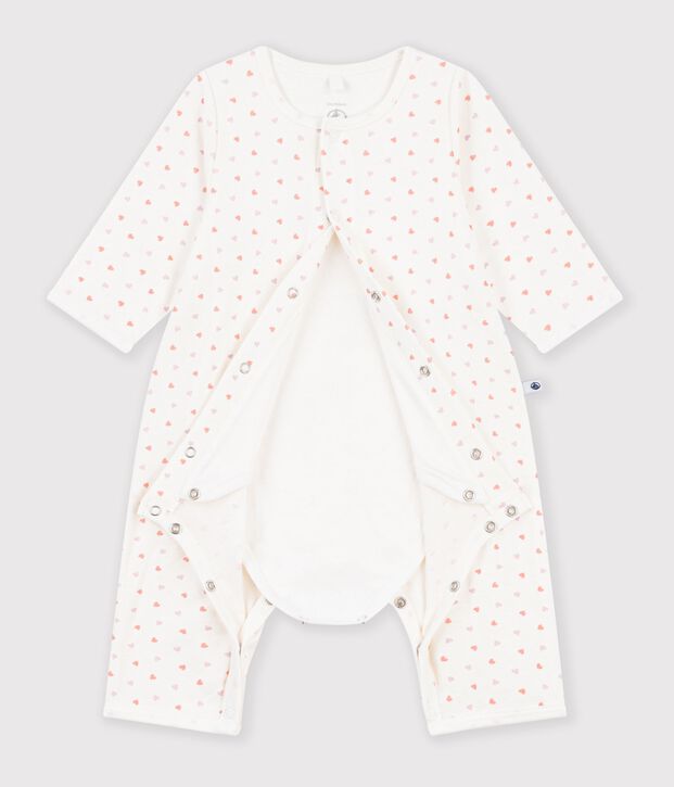 Baby-Bodyjama ohne F&uuml;&szlig;chen aus Baumwolle mit Blumenmotiv weiss/vielfarbig