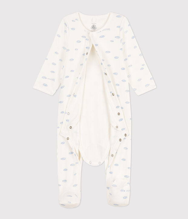 Baby-Bodyjama aus Doppeljersey weiss/vielfarbig