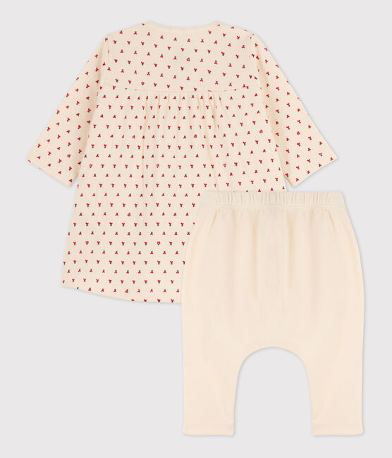 Kleid mit Leggings aus Baumwoll-Doppeljersey für Mädchen weiss AVALANCHE/ MULTICO