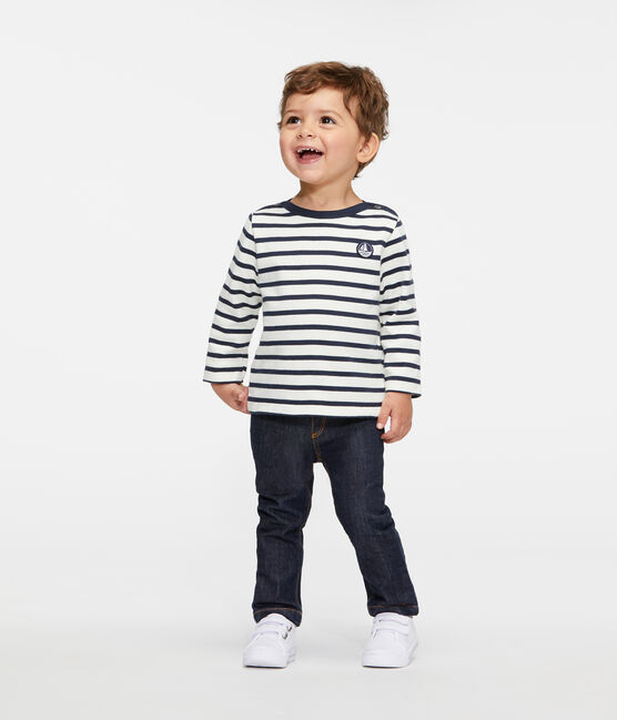 Ikonisches Baby-Streifenshirt unisex beige COQUILLE/blau SMOKING