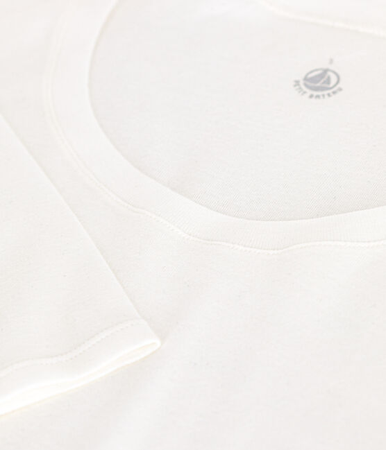 Langärmeliges, eng anliegendes Damen-T-Shirt aus leichter Baumwolle weiss MARSHMALLOW