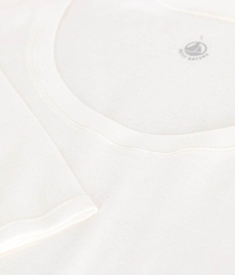 Lang&auml;rmeliges, eng anliegendes Damen-T-Shirt aus leichter Baumwolle weiss