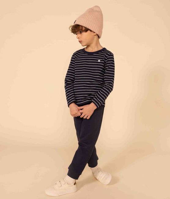 Langärmeliges Kinder-T-Shirt aus Baumwolle für Jungen blau SMOKING/weiss MARSHMALLOW