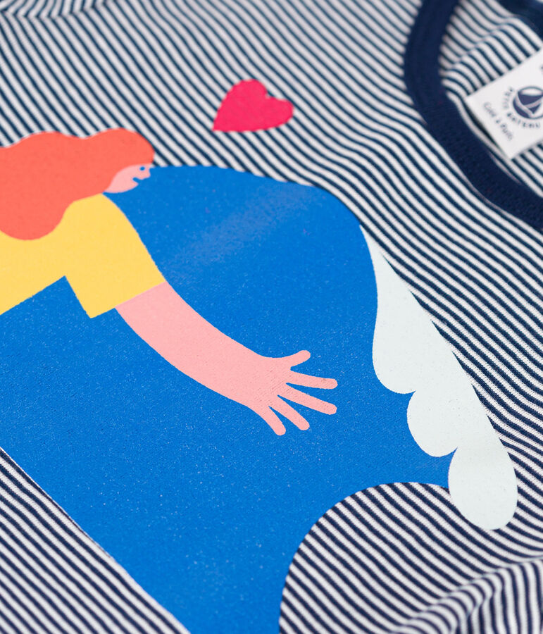 Kinderkleid f&uuml;r M&auml;dchen Petit Bateau &times; Water Family blau MEDIEVAL/weiss MARSHMALLOW