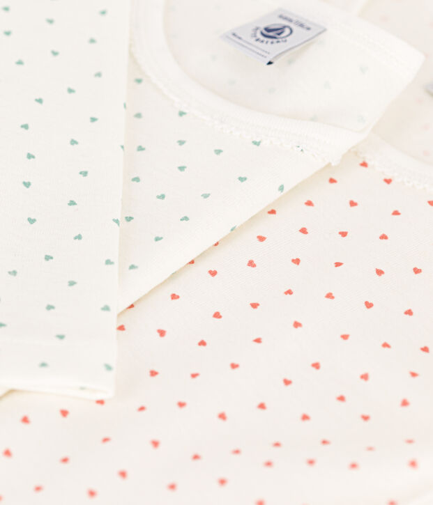 2er-Set lang&auml;rmelige T-Shirts aus Baumwolle mit Herzmotiv f&uuml;r M&auml;dchen vielfarbig