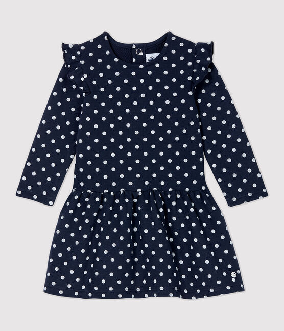 Baby-Kleid aus Molton für Mädchen blau SMOKING/weiss MARSHMALLOW