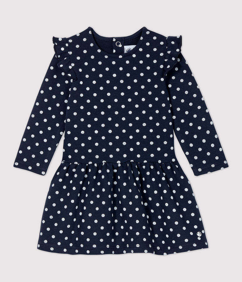 Baby-Kleid aus Molton f&uuml;r M&auml;dchen blau/weiss