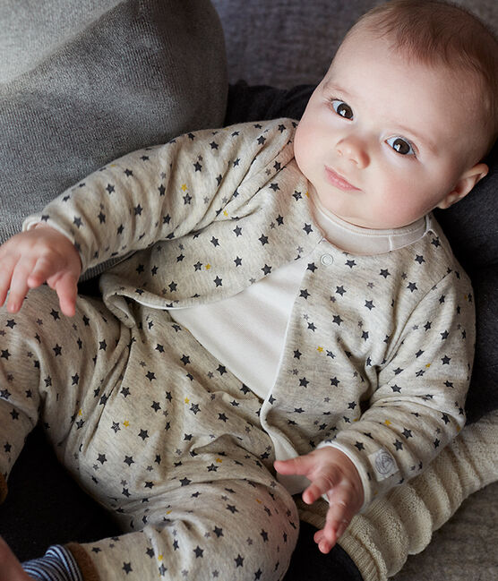 3-teiliges Baby-Set aus Wolle und Baumwolle für Jungen beige MONTELIMAR/weiss MULTICO