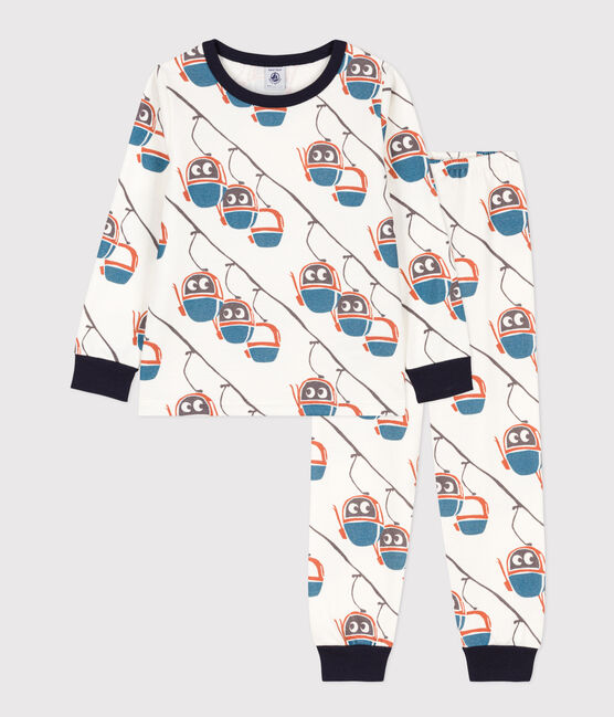 Kinderpyjama aus Molton mit Seilbahnmotiv weiss MARSHMALLOW/weiss MULTICO