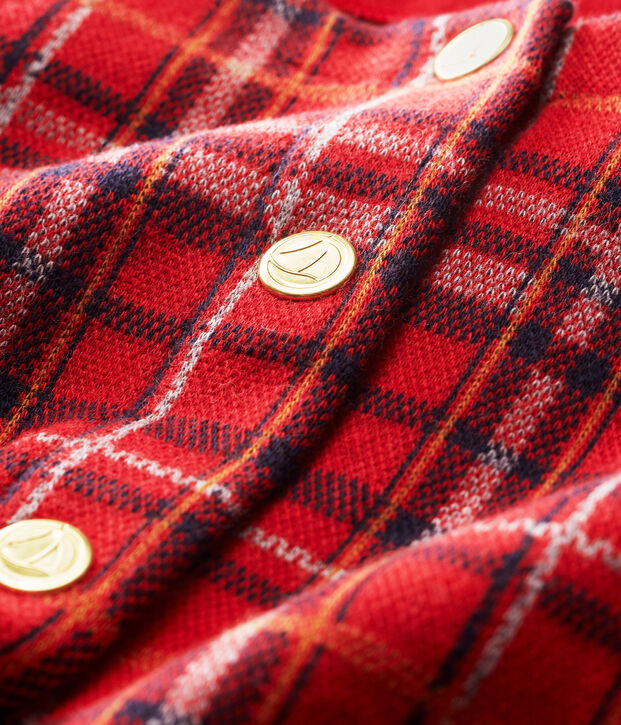 Karierter Baby-Cardigan f&uuml;r M&auml;dchen rot/vielfarbig