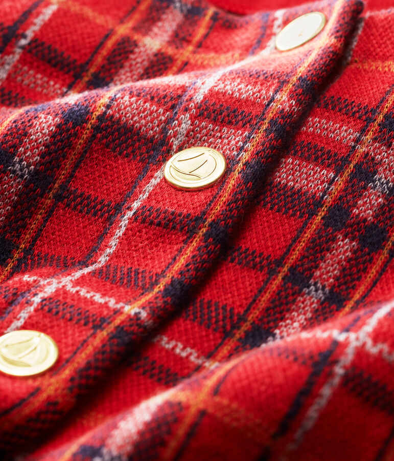 Karierter Baby-Cardigan f&uuml;r M&auml;dchen rot TERKUIT/weiss MULTICO CN