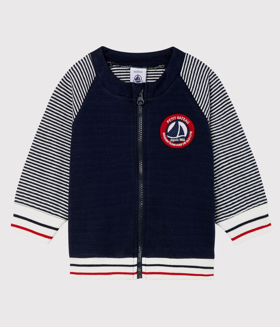 Teddyjacke aus Doppeljersey für Jungen blau SMOKING/weiss MARSHMALLOW