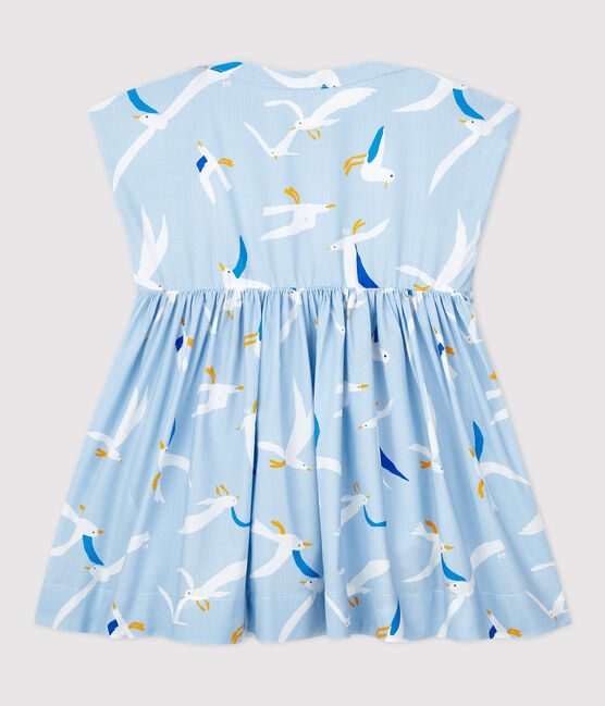 Kurzärmeliges Baby-Kleid aus Popeline für Mädchen blau JASMIN/weiss MULTICO