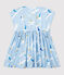 Kurzärmeliges Baby-Kleid aus Popeline für Mädchen blau JASMIN/weiss MULTICO
