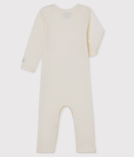 Langärmeliger Baby-Body aus Wolle und Baumwolle weiss MARSHMALLOW