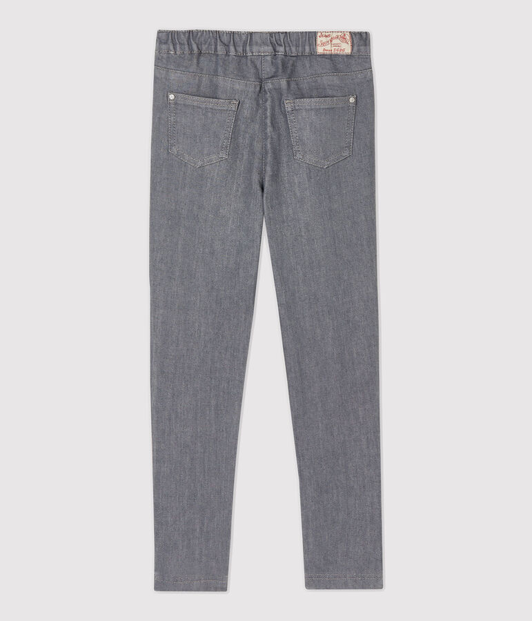 Kinder-Slim-Jeans f&uuml;r M&auml;dchen grau GRIS FONCE/ DARK GREY