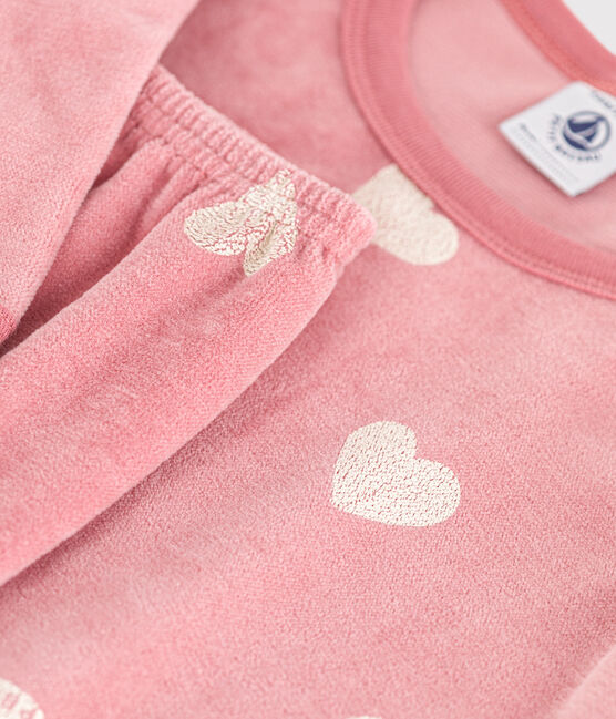 Kinder-Pyjama aus Nicki mit Herzmotiv rosa ROSEWOOD/ MARSHMALLOW