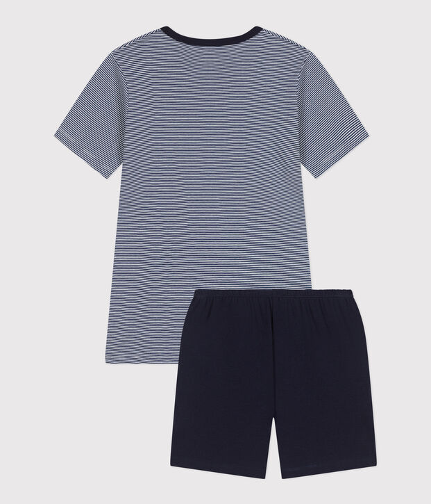 Kinder-Kurzpyjama aus Baumwolle mit Streifen blau/vielfarbig