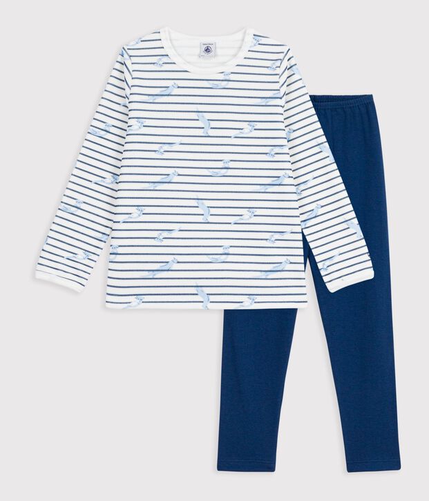 Pyjama  en velours weiss/blau/vielfarbig