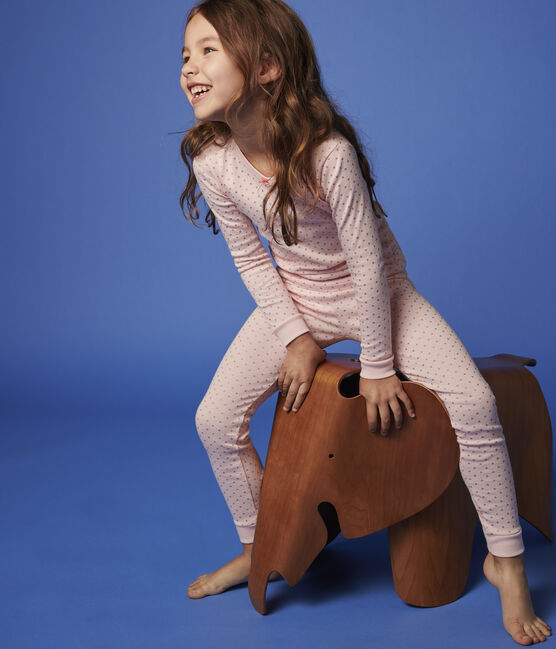 Snugfit-Kinderpyjama aus Baumwolle mit Sternen-Motiv für Mädchen rosa MINOIS/rosa PEACHY/ ARGENT