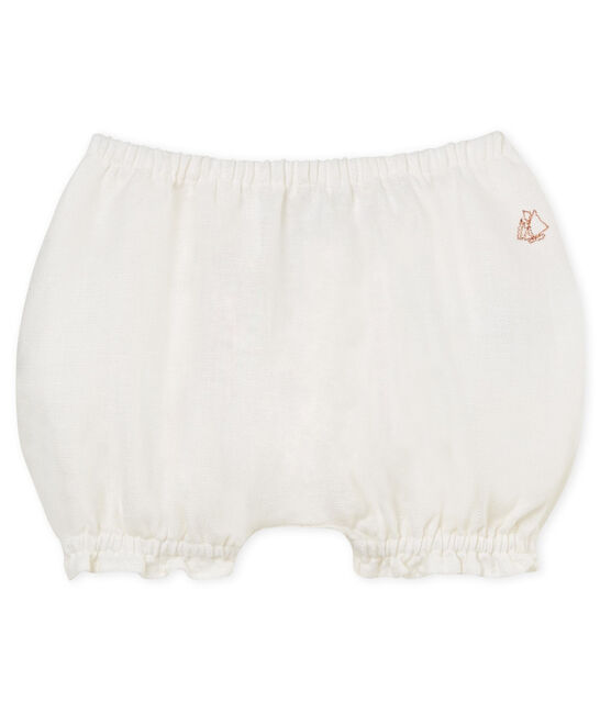 Baby-bloomer-höschen aus leinen mädchen weiss MARSHMALLOW