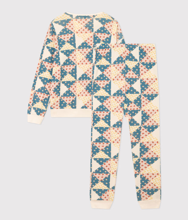 Pyjama aus Baumwolle mit Patchworkmuster f&uuml;r Damen naturfarben/vielfarbig