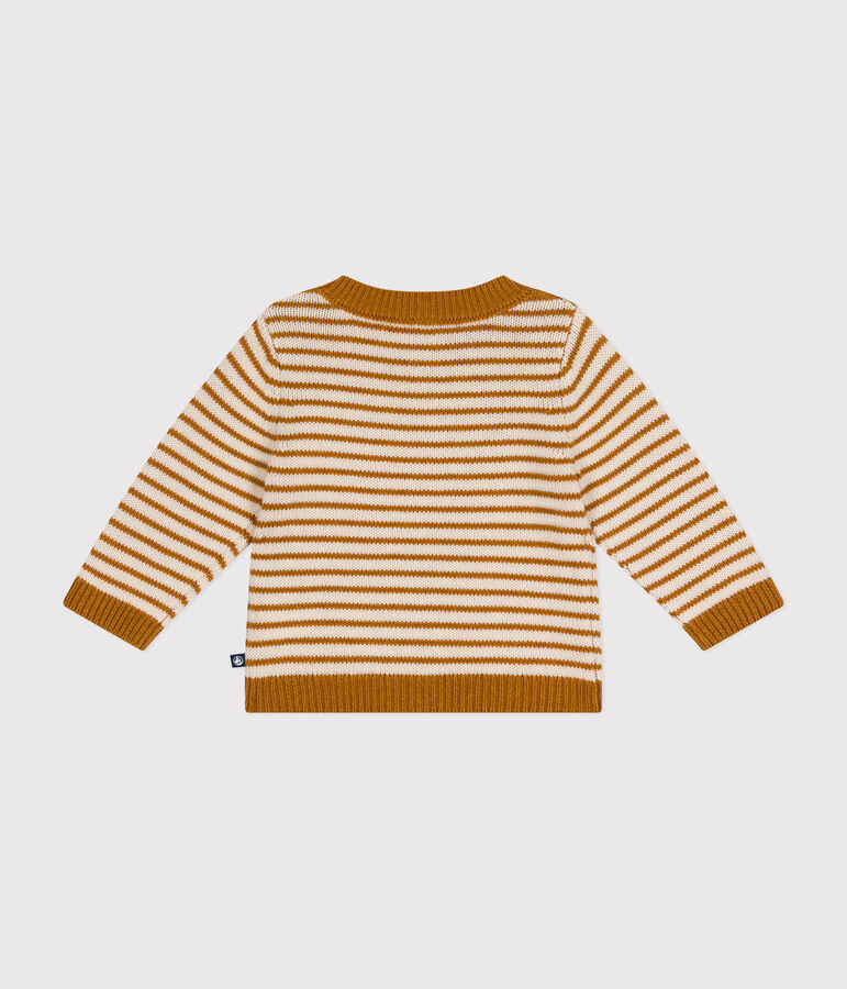 Baby-Pullover aus Woll- und Baumwollstrick braun/naturfarben
