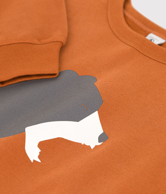 Bedrucktes Kinder-Sweatshirt aus Molton braun ECUREUIL