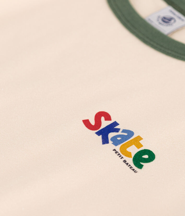 Gemustertes Jungen-T-Shirt aus Jersey naturfarben/gr&uuml;n