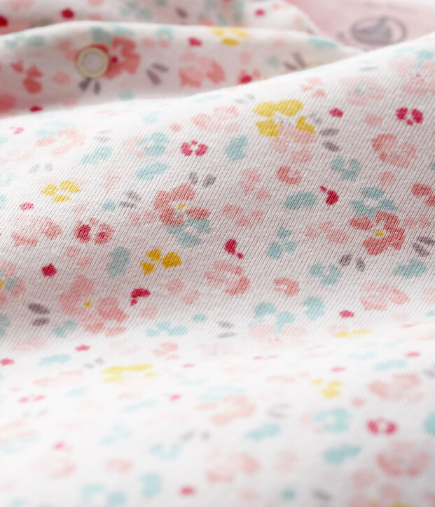 Langer Baby-Overall aus Rippstrick weiss/vielfarbig