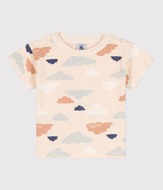 Kurzärmeliges Baby-T-Shirt aus bedrucktem Jersey weiss AVALANCHE/ MULTICO